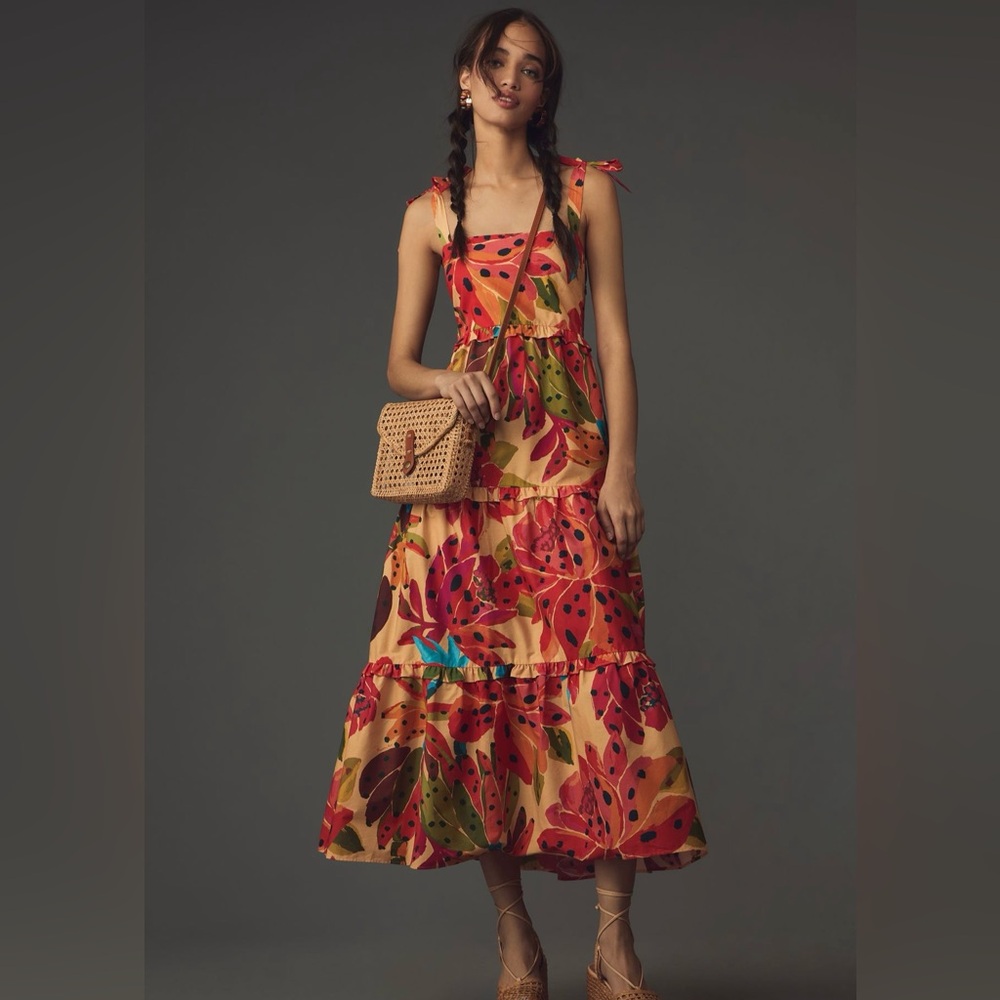 FARM Rio sleeveless tiered maxi dress